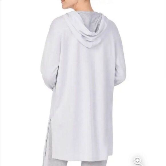 Refinery29 zip front double knit hooded robe mid thigh S - Picture 2 of 11